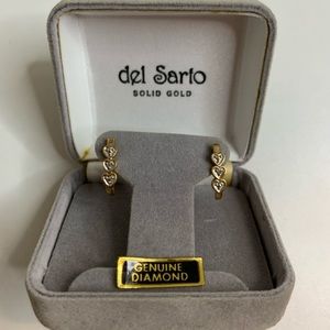 Petite Genuine Gold Earrings w/Diamonds